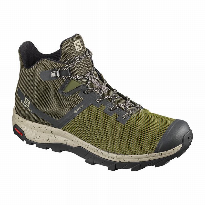 Buty Trekkingowe Męskie Salomon OUTLINE PRISM MID GORE-TEX - Oliwkowe / Czarne - Polska (839-BKZPMR)